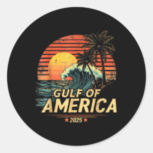 Retro Vintage Gulf Of Us America 2025 American Fla Classic Round Sticker