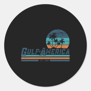 Retro Vintage Gulf Of Usa America Flag Gulf Mexico Classic Round Sticker