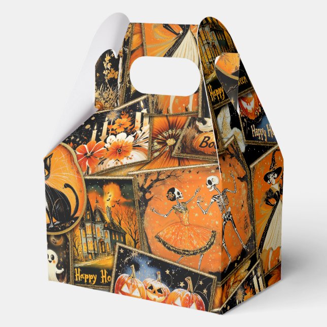 Retro Vintage Halloween Fun Collage Favor Box (Front)