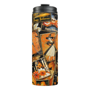 Retro Vintage Halloween Fun Collage Thermal Tumbler