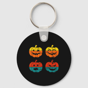 Retro Vintage Halloween Jack O Lantern Pumpkin Keychain