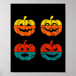 Retro Vintage Halloween Jack O Lantern Pumpkin Poster