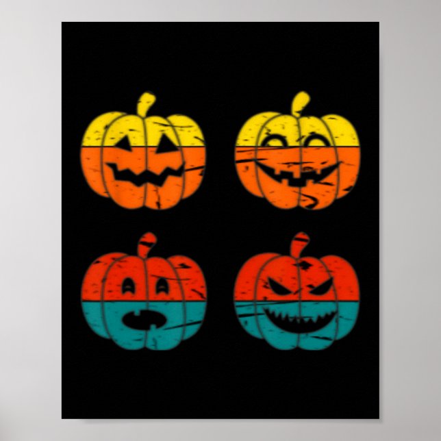Retro Vintage Halloween Jack O Lantern Pumpkin  Poster (Front)