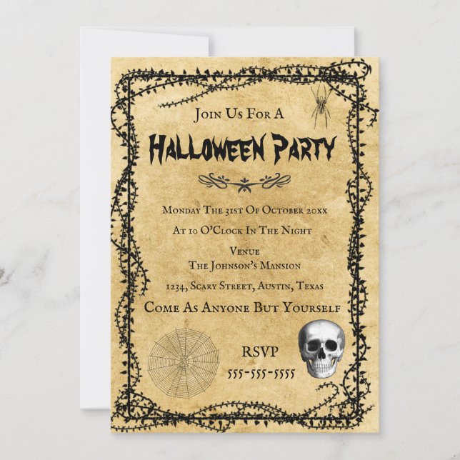 Retro Vintage Halloween Party Invitation Card (Devant)