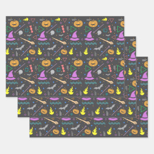 Retro Vintage Halloween Pattern Candy Corn Wrappin Wrapping Paper Sheet