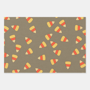 Retro Vintage Halloween Pattern Candy Corn Wrapping Paper Sheet
