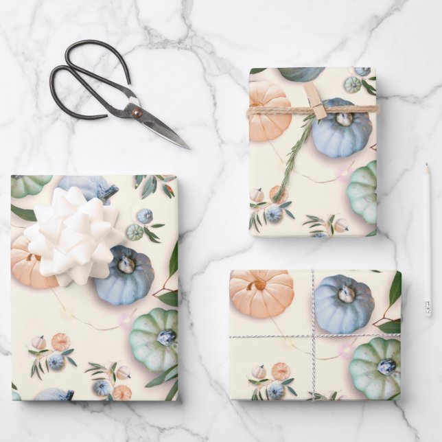 Retro Vintage Halloween Pattern Pumpkin Wrapping Paper Sheet (Front)