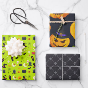 Retro Vintage Halloween Pattern Sugar Skull  Wrapp Wrapping Paper Sheet