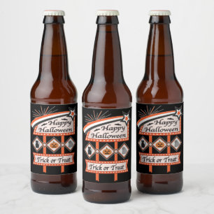 Retro Vintage Halloween Sign – Trick or Treat Beer Bottle Label