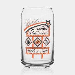 Retro Vintage Halloween Sign – Trick or Treat Can Glass