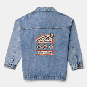 Retro Vintage Halloween Sign – Trick or Treat Denim Jacket