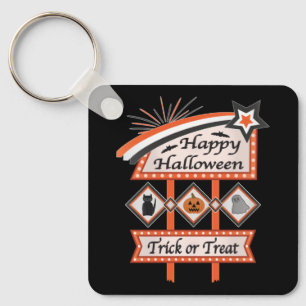 Retro Vintage Halloween Sign – Trick or Treat Keychain