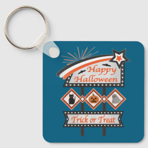 Retro Vintage Halloween Sign – Trick or Treat Keychain