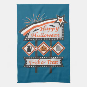 Retro Vintage Halloween Sign – Trick or Treat Kitchen Towel