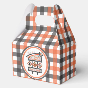 Retro Vintage Halloween Sign –Trick or Treat Plaid Favor Box