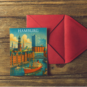 Retro Vintage Hamburg Germany Elbphilharmonie Postcard
