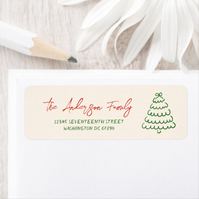 Retro Vintage Hand Drawn Bow Tree Unique Christmas (Insitu)