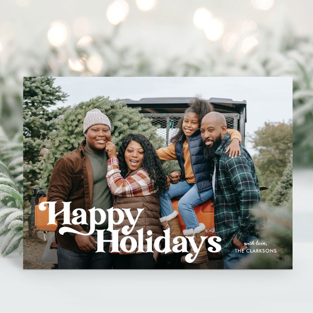 Retro Vintage Happy Holidays Photo Card (Creator Uploaded)