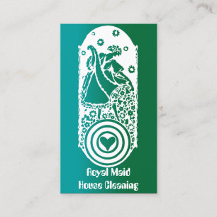 Retro Vintage Happy Lady Maid Cleaning Services Business Card