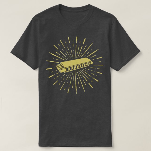 Retro Vintage Harmonica Cool Instrument T-Shirt (Design Front)