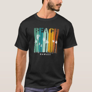 Retro Vintage Hawaii HI Beach Palms Surf Vacation T-Shirt