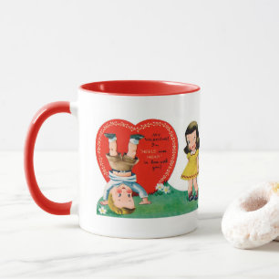 Retro vintage head over heels Valentine Mug
