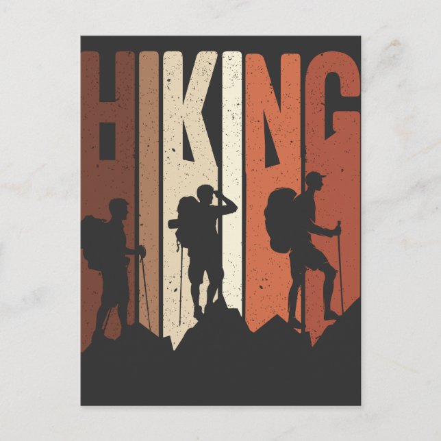 Retro Vintage Hiking Shirt Hiking Themed Adventure Postcard (Front)