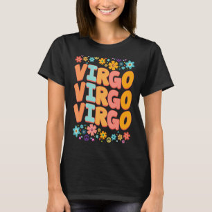 Retro Vintage Hippie Virgo Floral Zodiac Birthday T-Shirt