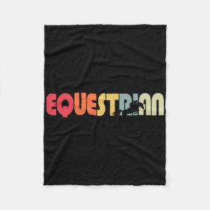 Retro Vintage Horseback Riding Horse Lover Equestr Fleece Blanket