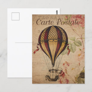 Retro Vintage Hot Air Balloon Postcard