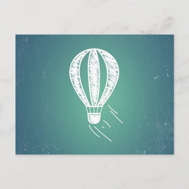 Retro Vintage Hot Air Balloon Turquoise Background Postcard (Front)