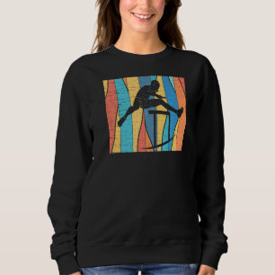 Retro Vintage Hurdles Backprint Track And Field Sweatshirt
