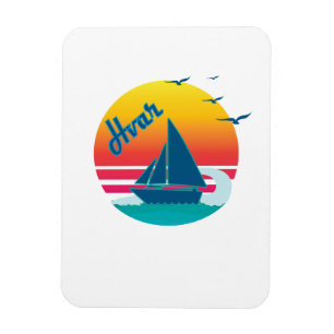 Retro Vintage Hvar Sunset, #Hvar Magnet