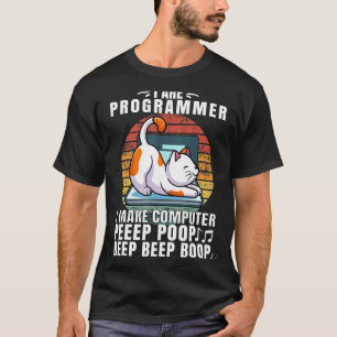 Retro Vintage I Are Programmer Computer Cat Beep T-Shirt