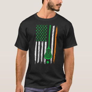 Retro Vintage Irish Usa Flag Sport Lacrosse St Pat T-Shirt