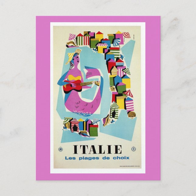 Retro vintage Italy Italian travel advertising Postcard (Front)