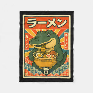 Retro Vintage Japanese Ramen Greg Meme Crocodile C Fleece Blanket
