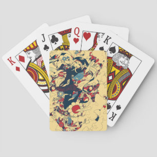 Retro Vintage Japanese Roses Sailor Graphic Art Playing Cards