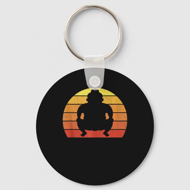 Retro Vintage Japanese Sumo Wrestling Lover Gift Keychain (Front)