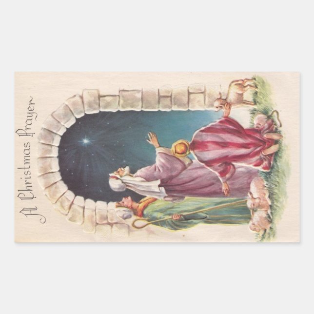 Retro Vintage Jesus A Christmas Prayer Sticker (Front)