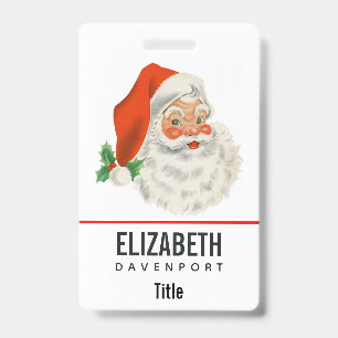 Retro Vintage Jolly Santa Claus Christmas Badge