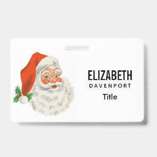 Retro Vintage Jolly Santa Claus Christmas Badge