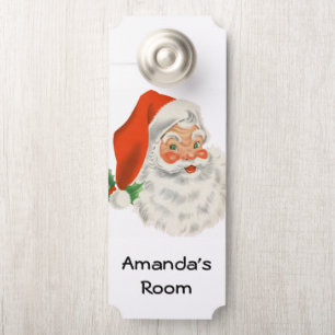Retro Vintage Jolly Santa Claus Christmas Door Hanger