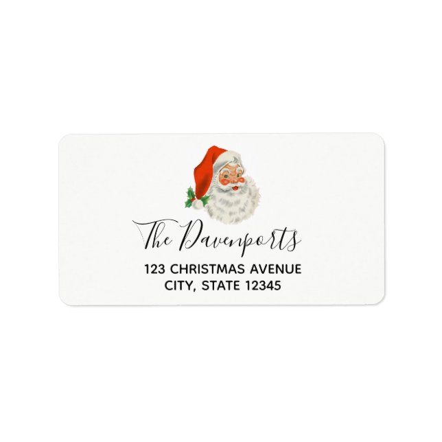 Retro Vintage Jolly Santa Claus Christmas Label (Front)