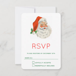 Retro Vintage Jolly Santa Claus Christmas RSVP Card