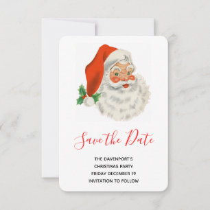 Retro Vintage Jolly Santa Claus Christmas Save The Date