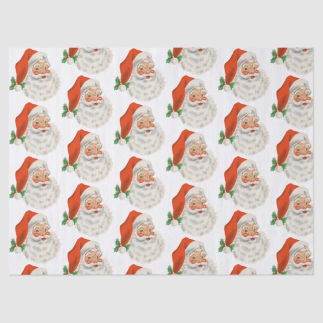 Retro Vintage Jolly Santa Claus Christmas Tissue Paper (Front)