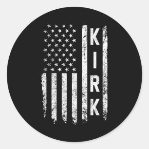 Retro Vintage Kirk Us Flag  Classic Round Sticker