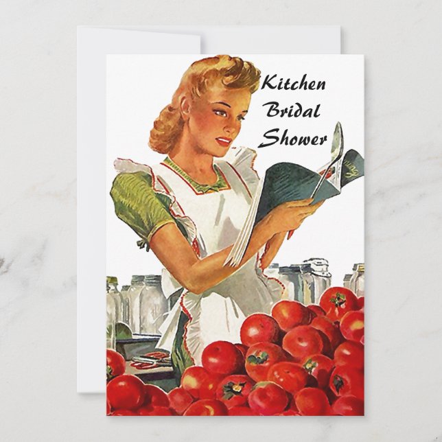 Retro Vintage Kitchen Bridal Shower Invitations (Front)