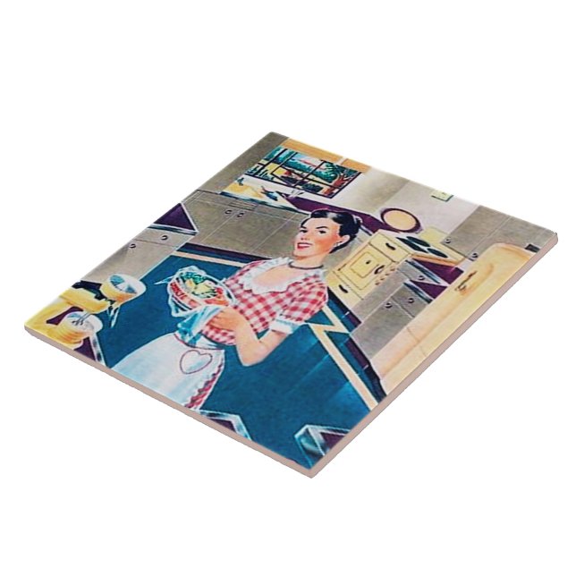 retro vintage kitchen lady tile (Side)